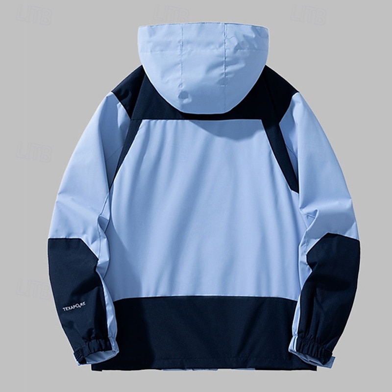 Herren Soft Shell Jacke Wanderjacke Draussen Patchwork Windundurchlässig Wasserdicht Windbreaker-Jacke Reisen Schwarz Königsblau Himmelblau Beige Grau 2025 - $30.39 –P6