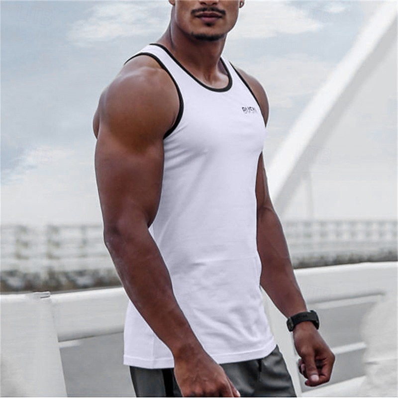 Per uomo Canotta Maglietta smanicata Canottiera Maglietta senza maniche Senza Maniche Girocollo Estate Tinta unica Sport Moda Confortevole Stampato Casuale Quotidiano Palestra Bianco Grigio Maglietta del 2026 a $13.49 –P6