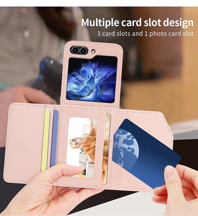 телефон Кейс для Назначение SSamsung Galaxy Z-флип 6 Z Flip 5 Z Flip 4 Z Flip 3 Кошелек для карт с ремешком Разъем для карты Защита от удара Ретро Настоящая кожа ТПУ 2025 - $30.99 –P6