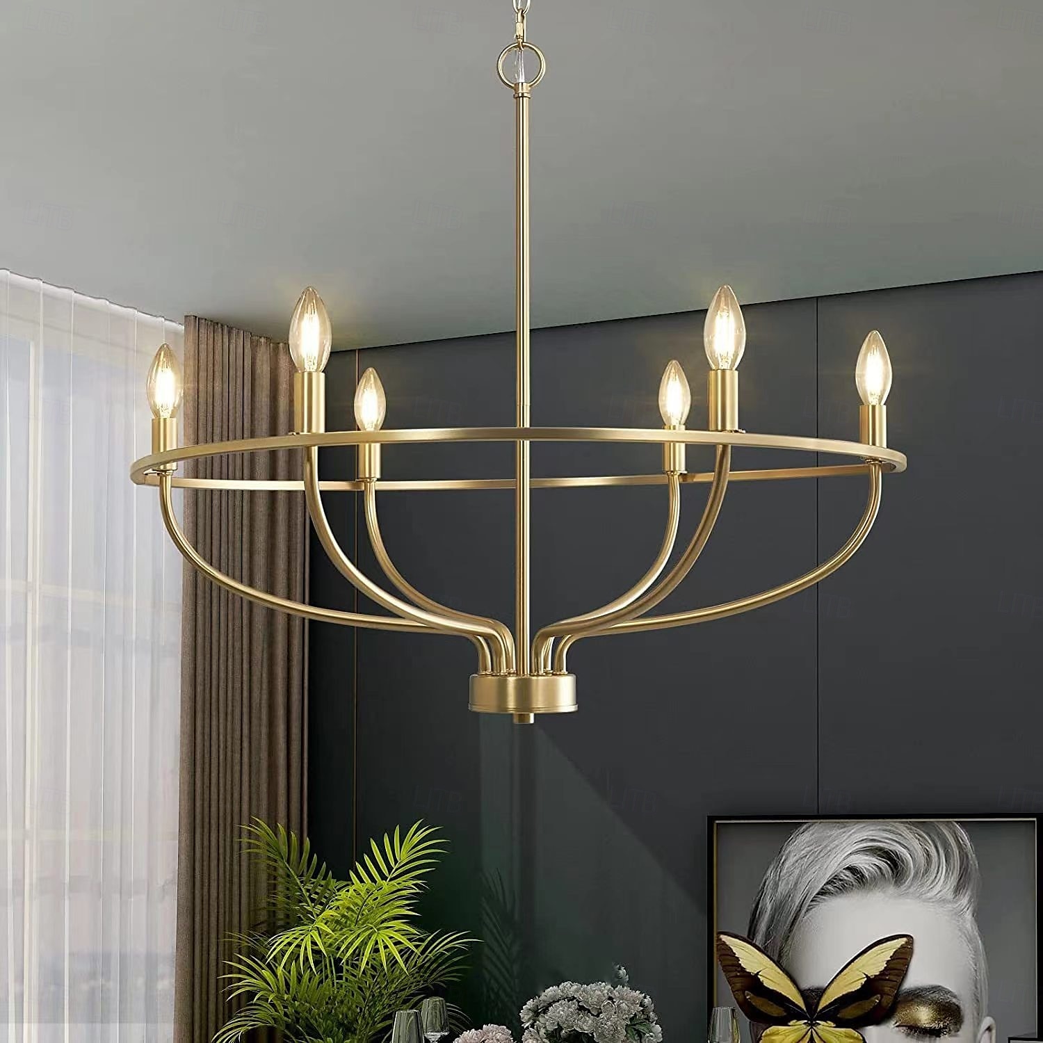 Lustre à LED suspendu 6/9/12 lumières industriel vintage grand lustre rond rustique à bougie pour salon chambre 110-240v de 2025 ? $266.59 –P8