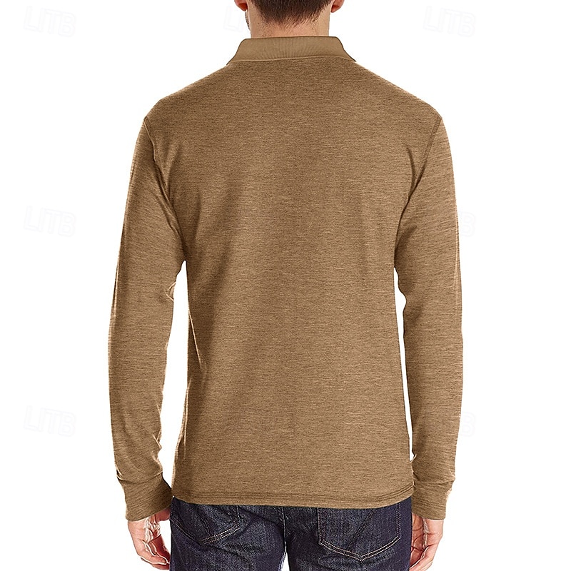 Herr Golftröja golfpolo Arbete Ledigt Kavajslag Långärmad Grundläggande Modern Ensfärgat Knapp Ficka Vår & Höst Normal Vin Aprikos Svart Vit Mörkröd Gul Golftröja 2025 - $21.99 –P4