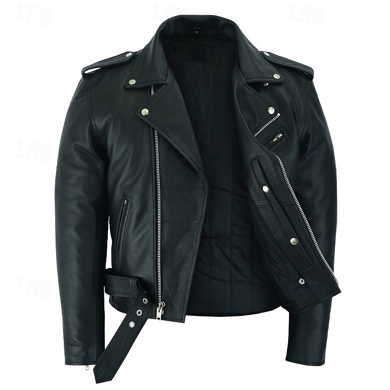 Men's Faux Leather Jacket Transition Jacket Biker Jacket Negan Leather Jacket Daily Vacation Windproof Warm Pocket Fall & Winter Plain Fashion Classic Lapel Regular Black Jacket 2026 - $48.99 –P3