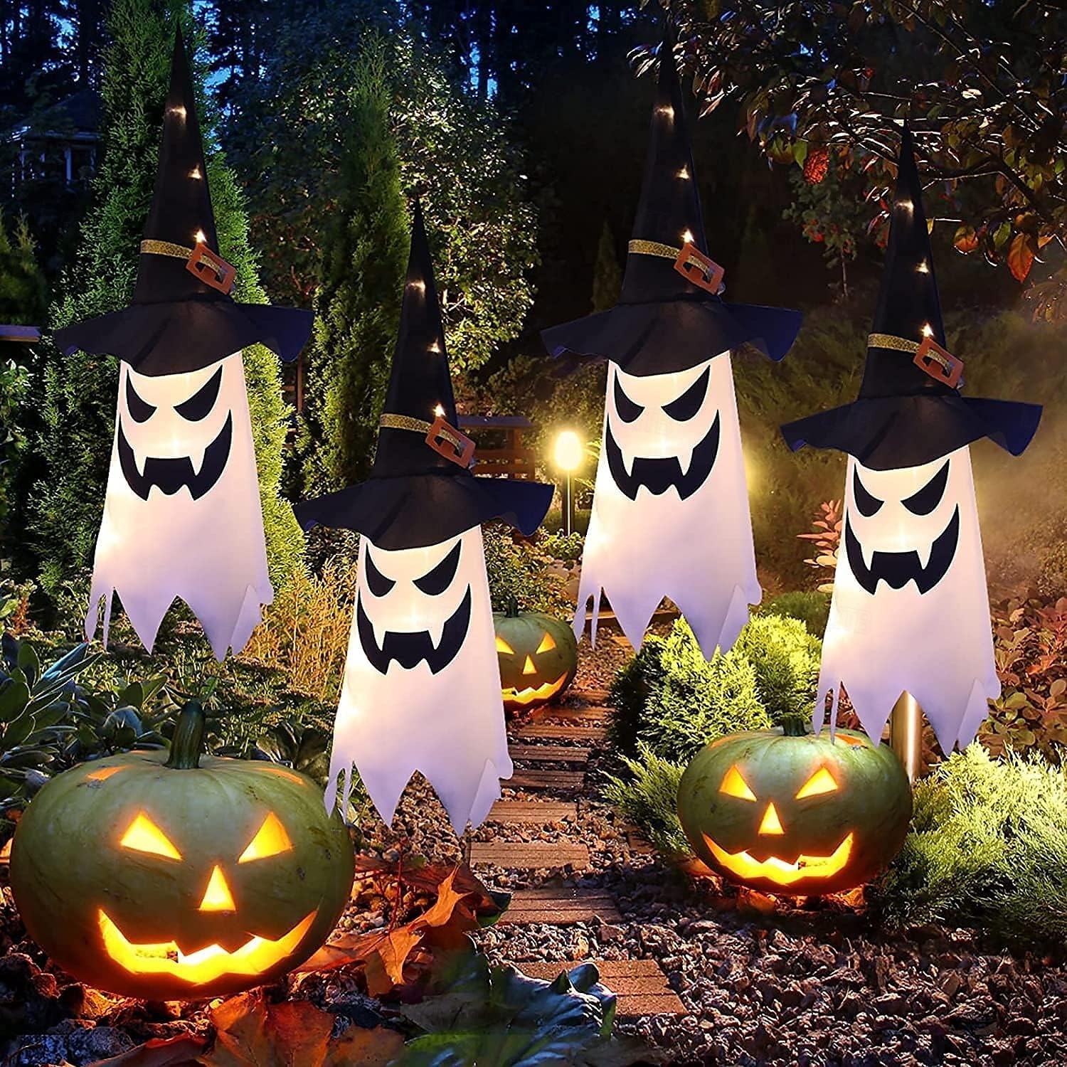 Décorations d'Halloween à suspendre, fantômes éclairés, veilleuses LED pour extérieur et intérieur, pour patio, arbre, jardin, fête d'Halloween, décoration de la maison, 1/2/4/8 pièces de 2025 ? $7.99 –P11