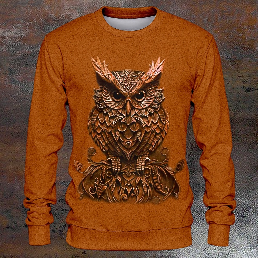 Halloween Per uomo Fantasia "Gufo" Felpe Felpa Manica lunga Felpa Girocollo Di tendenza Giornaliero Stampa 3D Stampa 3D Autunno Inverno del 2025 a $29.99 –P1