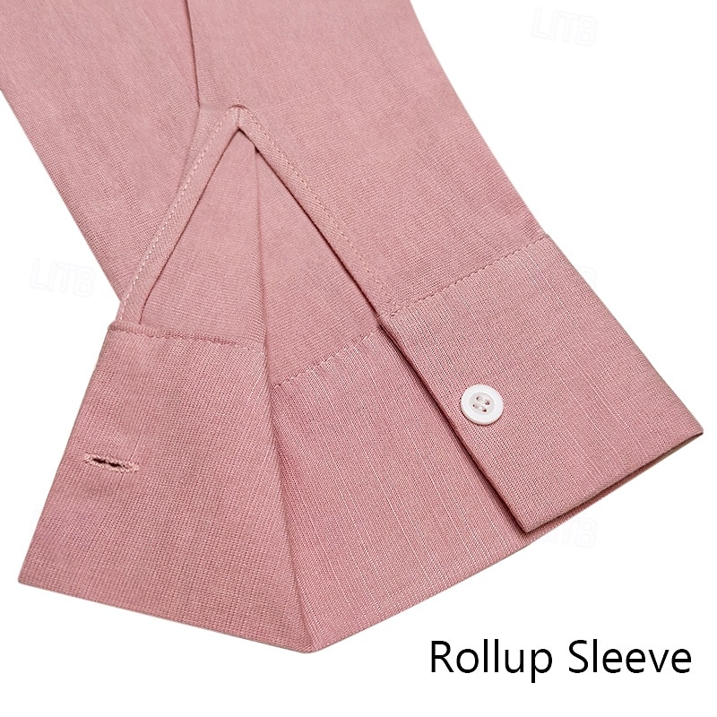 Voor heren linnen overhemd Blad Buiten Vakantie Wit Blozend Roze Groen Grijs Lange mouw Kraag Lente & Herfst Kleding Dichtknopen 2025 - $25.99 –P5