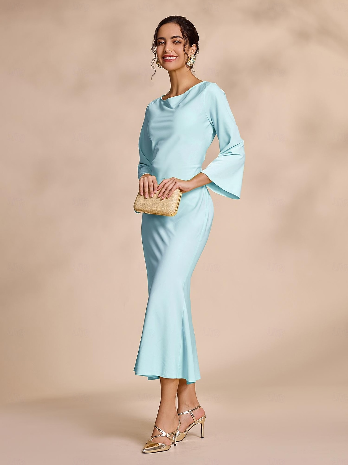 Dames Feestjurk Trompet- zeemeerminjurk Geel blauw Lange mouw Effen Kleur Gordijn Houder Lente Herfst Elegant Modieus XS S M 2025 - $99.99 -P10