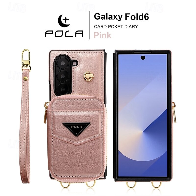 Phone Case For Samsung Galaxy Z Fold 6 Wallet Case with Stand Holder Zipper Full Body Protective Retro Genuine Leather 2025 - $33.99 –P2