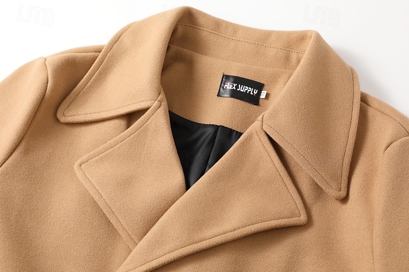 Herr Vinterkappa Rock Peacoat Trenchcoat Utomhus Dagliga kläder Höst vinter 95% polyester 5% bomull Håller värmen Vindtät jacka Ytterkläder Kläder Mode Streetwear Slät Kavajslag Dubbelknäppt 2025 - $47.99 –P4