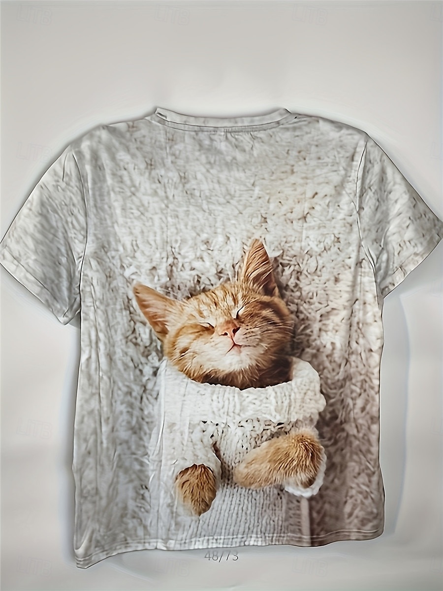 Women's T Shirt Casual Print Short Sleeve Regular Tops Daily White Purple Gray Summer 2025 - $19.99 –P4