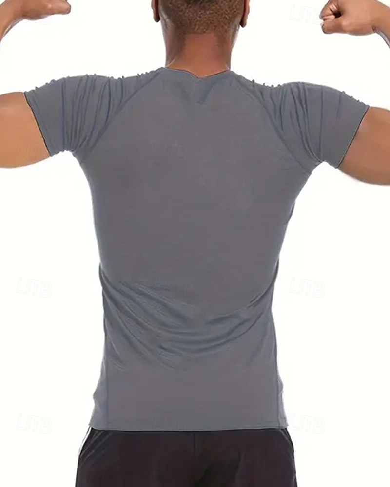 Муж. Компрессионная футболка Спортивная рубашка Фитнес-рубашка С короткими рукавами Футболка Футболка Повседневные Одежда для спорта и отдыха Буквы Быстровысыхающий Высокая растяжка Дышащий 2025 - $15.49 –P9