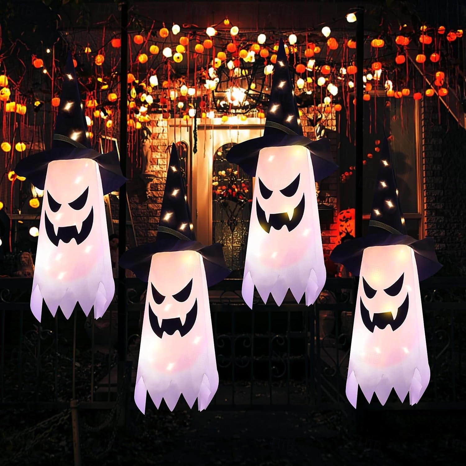 Décorations d'Halloween à suspendre, fantômes éclairés, veilleuses LED pour extérieur et intérieur, pour patio, arbre, jardin, fête d'Halloween, décoration de la maison, 1/2/4/8 pièces de 2025 ? $7.99 –P7