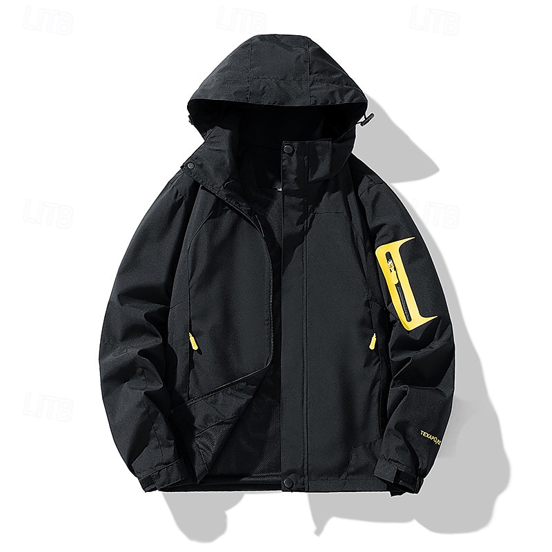 Herren Soft Shell Jacke Wanderjacke Draussen Patchwork Windundurchlässig Wasserdicht Windbreaker-Jacke Reisen Schwarz Königsblau Himmelblau Beige Grau 2025 - $30.39 –P7