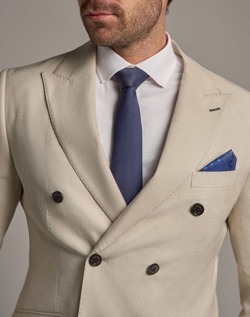 Blazer Masculino Bege Casual de Negócios Moda Preppy Jaqueta com Cor Sólida Ajuste Regular Poliéster de 2025 por $75.99 –P2