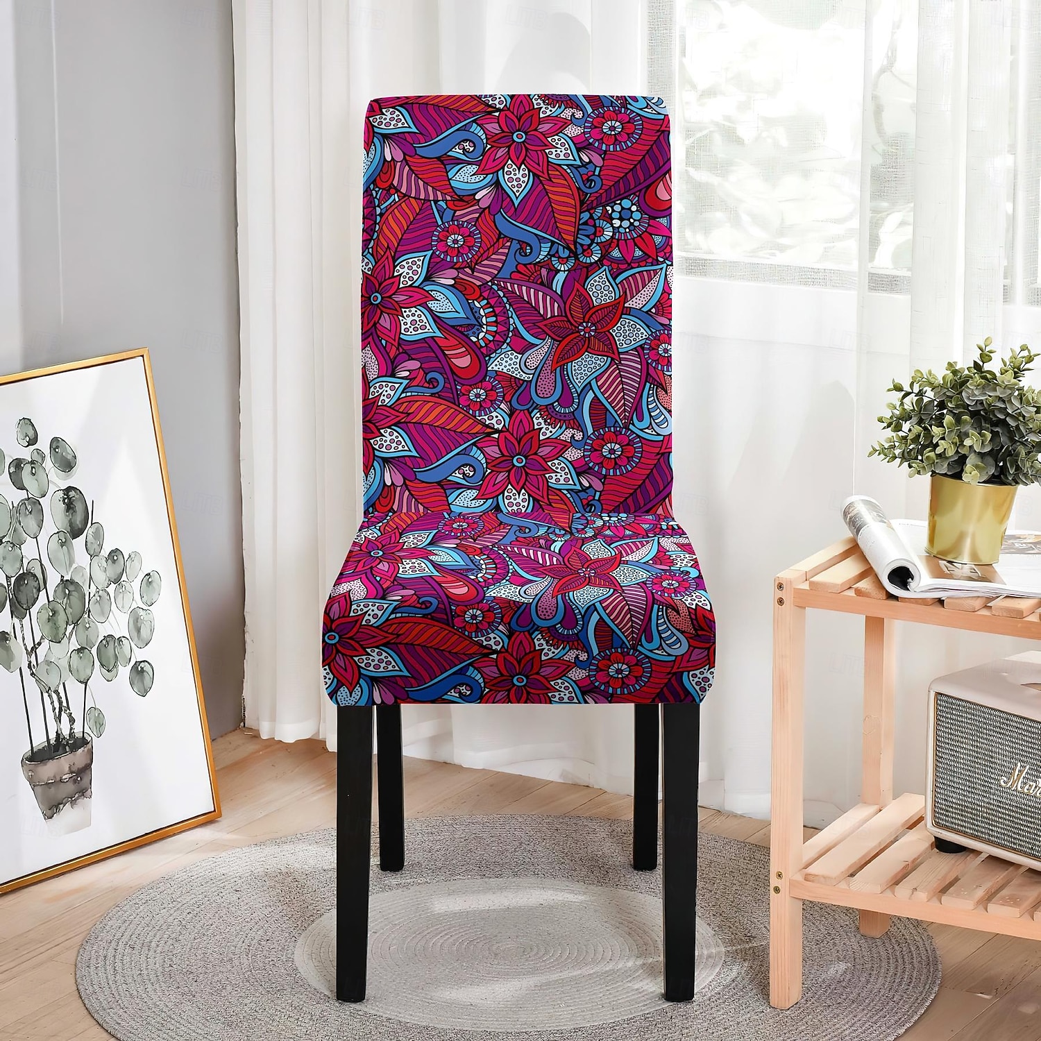 stretch floral eetkamerstoelhoes elastische hoezen hoge rugleuning eetkamerstoelhoes eenvoudig aan te brengen en te verwijderen beschermt tegen morsen en vlekken machinewasbaar ideaal voor woningdecoratie 2026 - $15.49 –P3