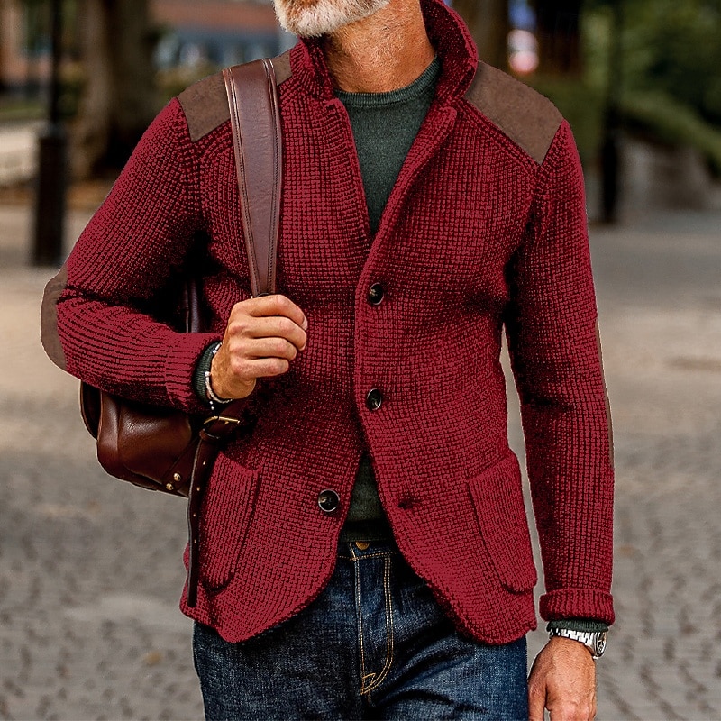 Hombre Pulóveres Chaqueta de Punto Vestido Suéter Chaqueta suéter Estriado Tejer Recortado De Punto Escote Chino Ropa Otoño Invierno Ejército verde Negro S M L 2025 - $37.99 –P10