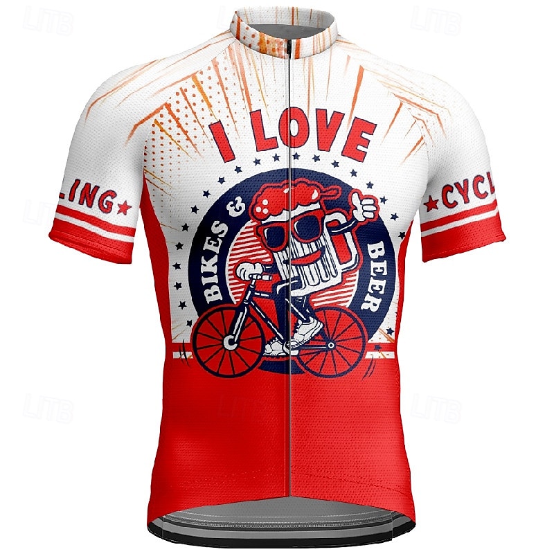 Homme Maillot de cyclisme Dessin animé Lettres & Chiffres Manche Courte Cyclisme T-shirt Maillot avec 3 poches arrière VTT Vélo tout terrain Séchage Rapide Design Anatomique Évacuation de l'Humidit de 2025 ? $30.99 –P13