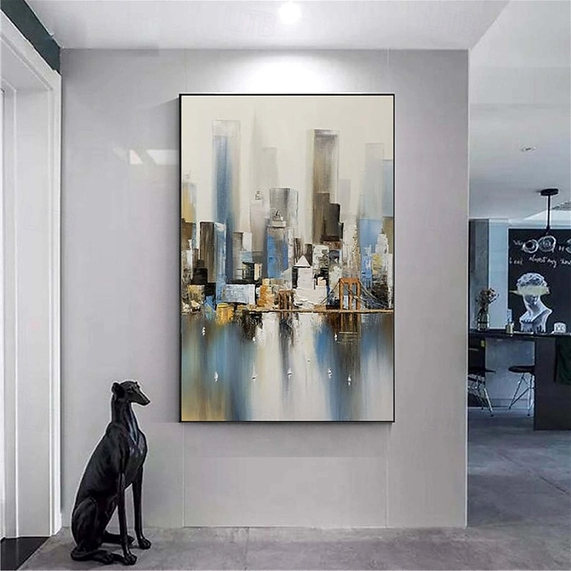 großes abstraktes Stadtgemälde handgemachtes urbanes Kunstgemälde handgemaltes Stadtskyline-Gemälde New York Skyline Ölgemälde New York City Gemälde Wandkunst großes abstraktes Gemälde 2025 - $108.99 –P6