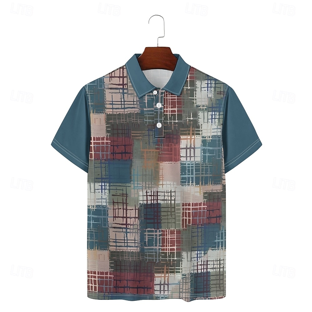 Homme Géométrique Polo Manche Courte Polos Col ancien Occasionnel Fête Tenue quotidienne Boutons Impression 3D Printemps & Été Marron de 2025 ? $22.99 –P4