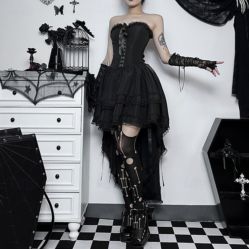 Punk a gotika Středověké Koktejlky Šaty Maškarní Gotická dívka Dámské Fantazie Steampunk předvečer Všech svatých Karneval Plesová maškaráda předvečer Všech svatých Maturitní ples Festival Dospělé Šaty 2025 - $37.99 –P7