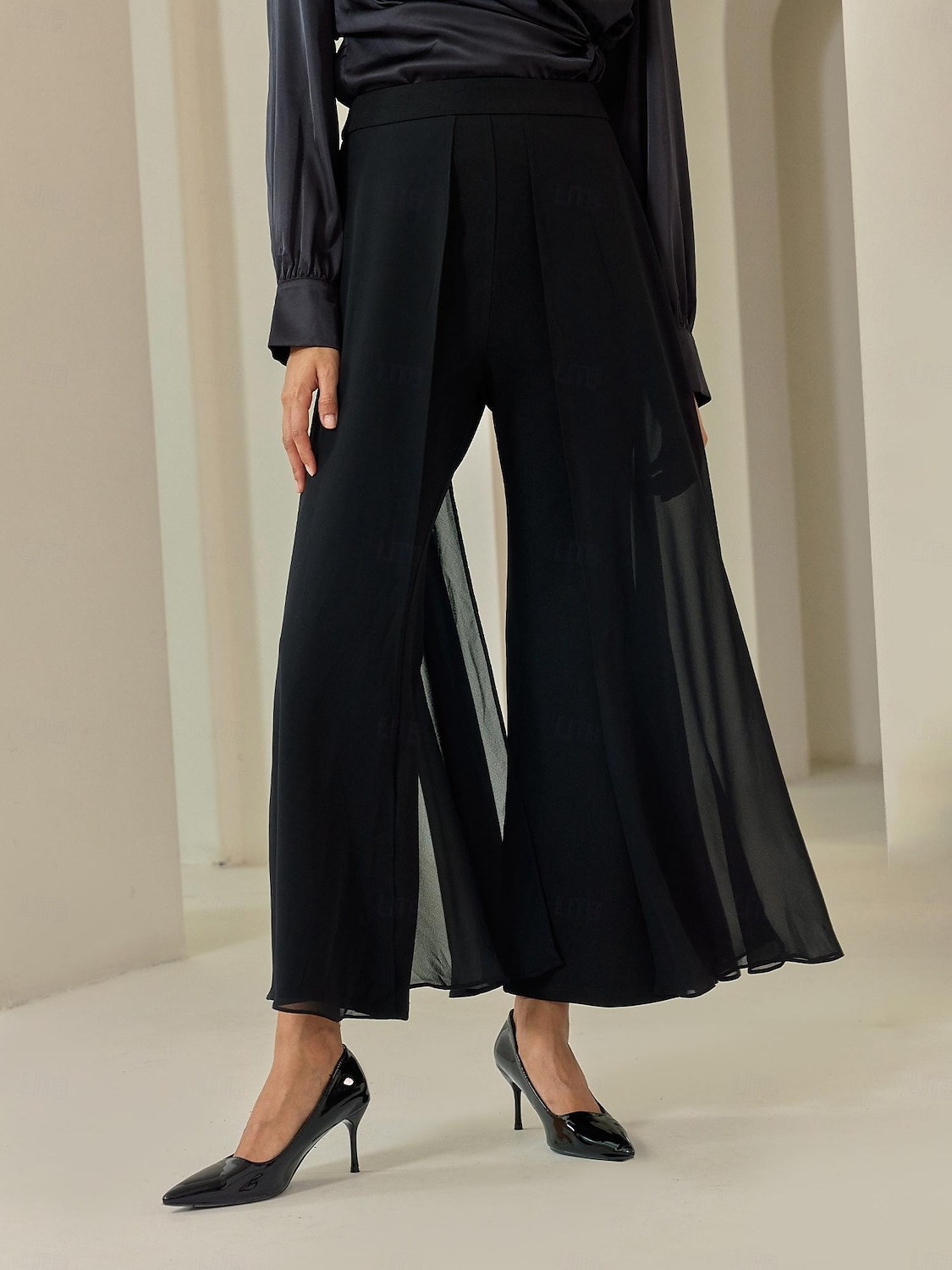 Dame Full lengde Chiffon Høy Elastisitet Elegant Fritid / hverdag Svart Sommer Vår & Vinter S M L 2025 - $72.99 –P4