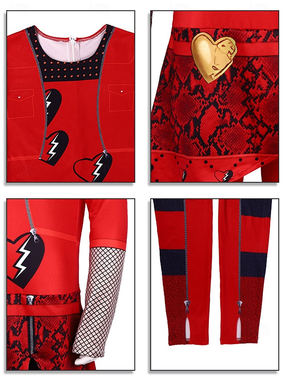 Descendants The Rise of Red Kids Red Queen of Hearts Costume Jumpsuit Cosplay Costume Movie Cosplay for Girls' Kid's Children's Day New Year Masquerade Performance 2025 - $36.99 –P6