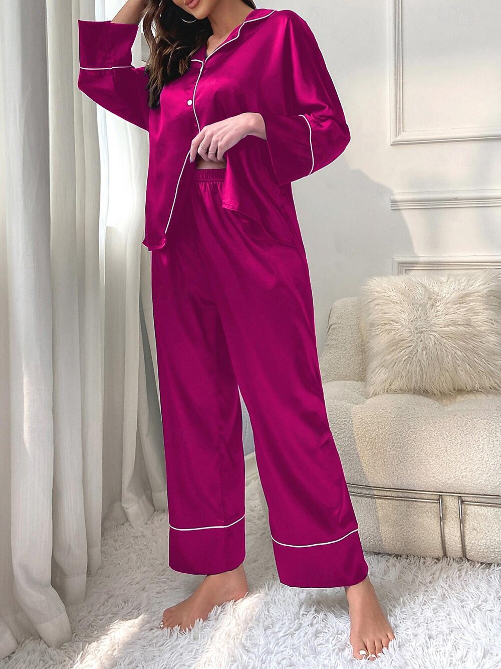 kvinnors split chemiser &amp; klänningar nattkläder - poly enfärgade hemkläder 2025 - $29.99 –P4
