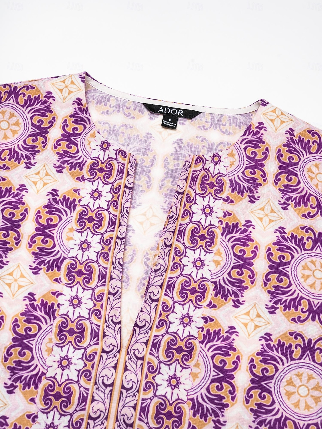 robe longue ethnique à col cranté et fleurs de 2025 ? $52.99 –P10