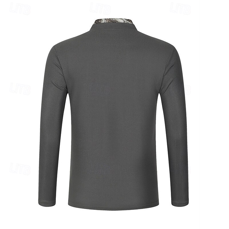 Herren Waffel-Poloshirt Golfhemd Arbeit Casual Ständer Langarm Basic Modern Farbblock Patchwork Taste Frühling & Herbst Regular Fit Schwarz Weiß Wein Marinenblau Dunkelgrau Armeegrün Waffel-Poloshirt 2025 - $20.99 –P8
