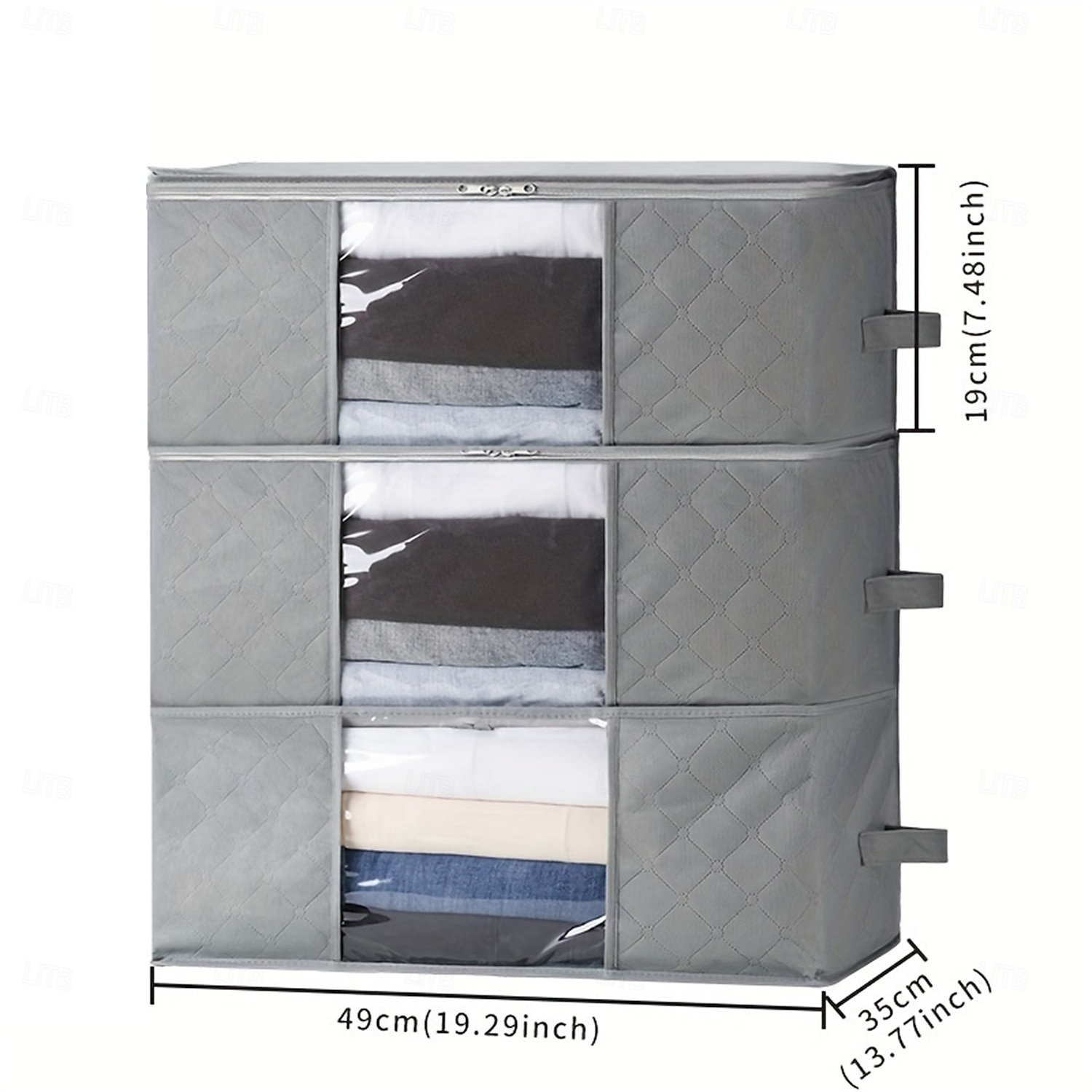 1/2/3pcs Foldable Storage Bag Set with Handles & Lids - Versatile Organizer for Clothes Bedroom Kitchen Bathroom Supplies - Durable Non-Woven Fabric TSA Approved - Gray 2025 - $5.49 –P7