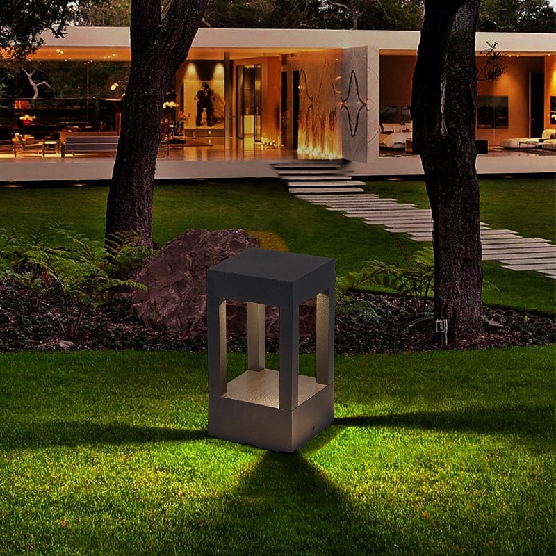 LED Outdoor Post Lights Warm White 20cm 1-Light Vintage Patio Aisle Lawn Column Lamp Villa Pillar Light Balcony Post Lantern Metal Garden Pedestal Lamp 110-240V 2026 - $107.99 –P3