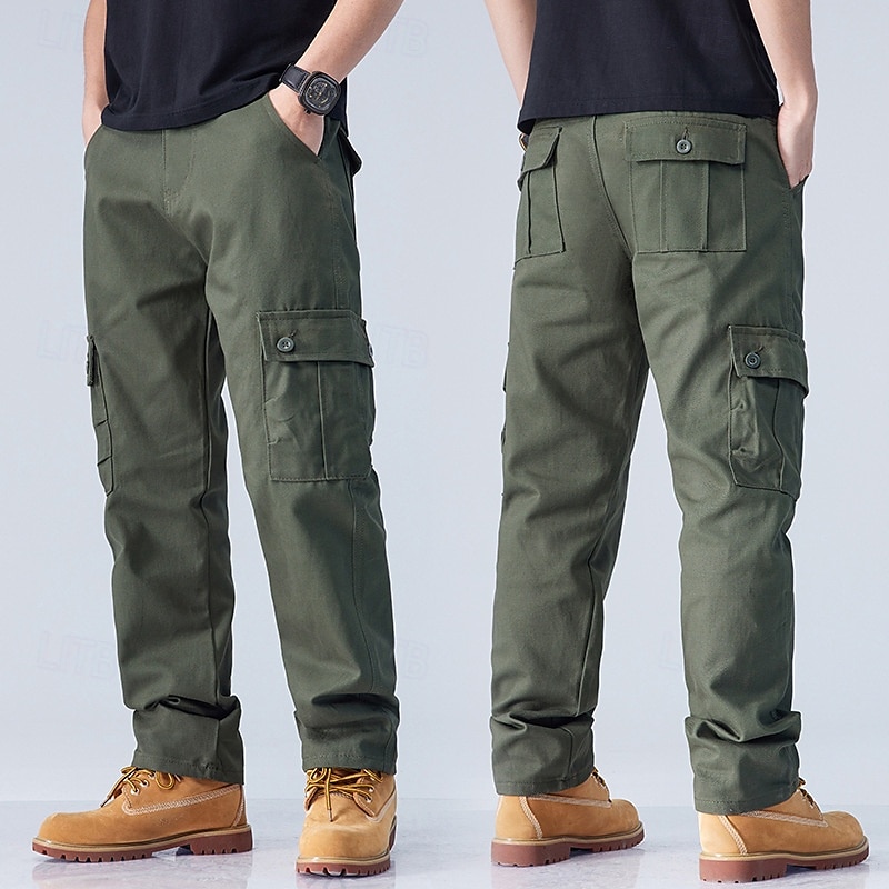Voor heren Cargohosen Broek Werkbroeken Knop Meerdere zakken Effen Draagbaar Buiten Dagelijks Kamperen&Wandelen Modieus Klassiek Zwart Leger Groen 2026 - $26.99 –P3