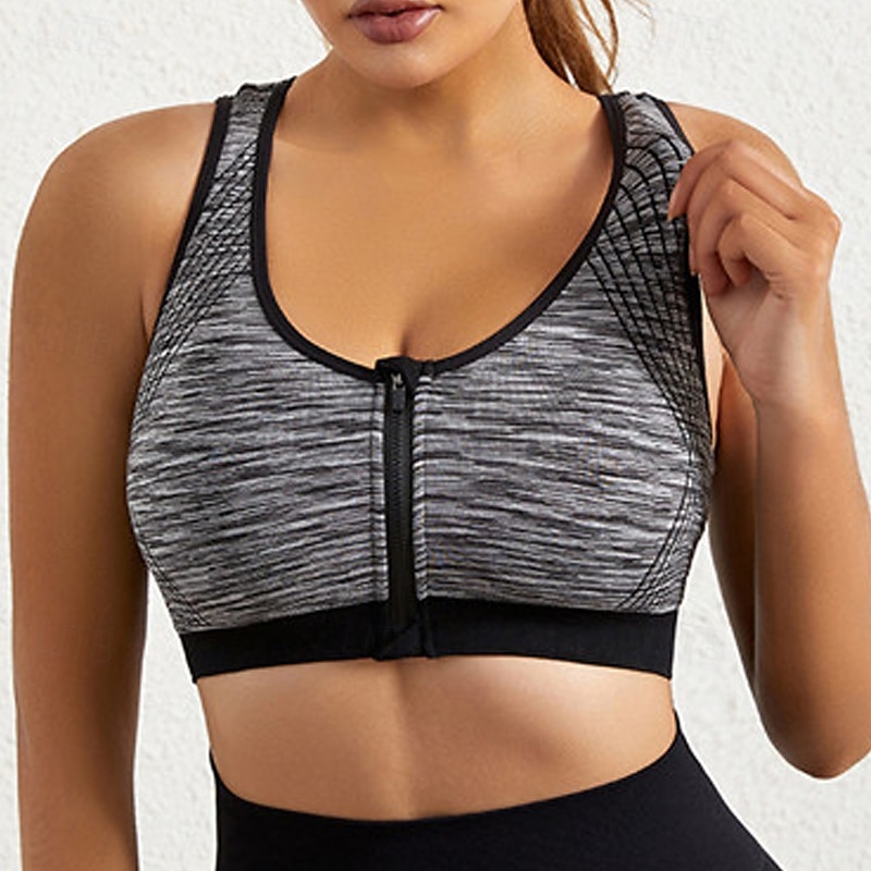 Mujer Sujeción Ligera Sujetadores de Deporte Sujetador para correr Cremallera Espalda Cruzada Sujetador superior Acolchado Aptitud física Deportes recreativos Corriendo Transpirable Ligero Suave Azul 2025 - $14.99 –P9