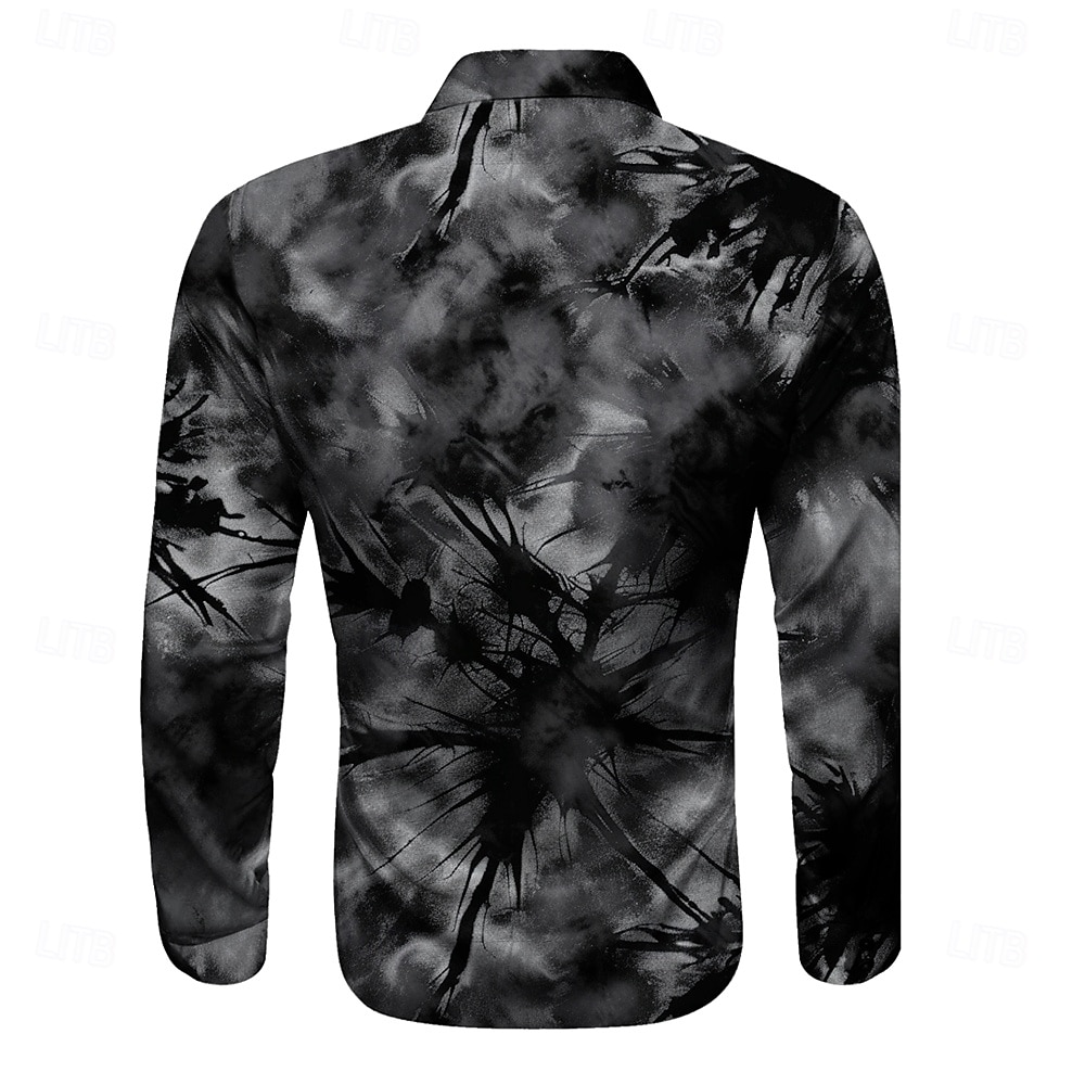Herren Satinhemd Knopfhemd Batik Urlaub Party-Abendgarderobe Schwarz Blau Purpur Langarm Hemden mit Kragen Sommer Frühling Bekleidung Knopf hoch 2025 - $27.99 –P2
