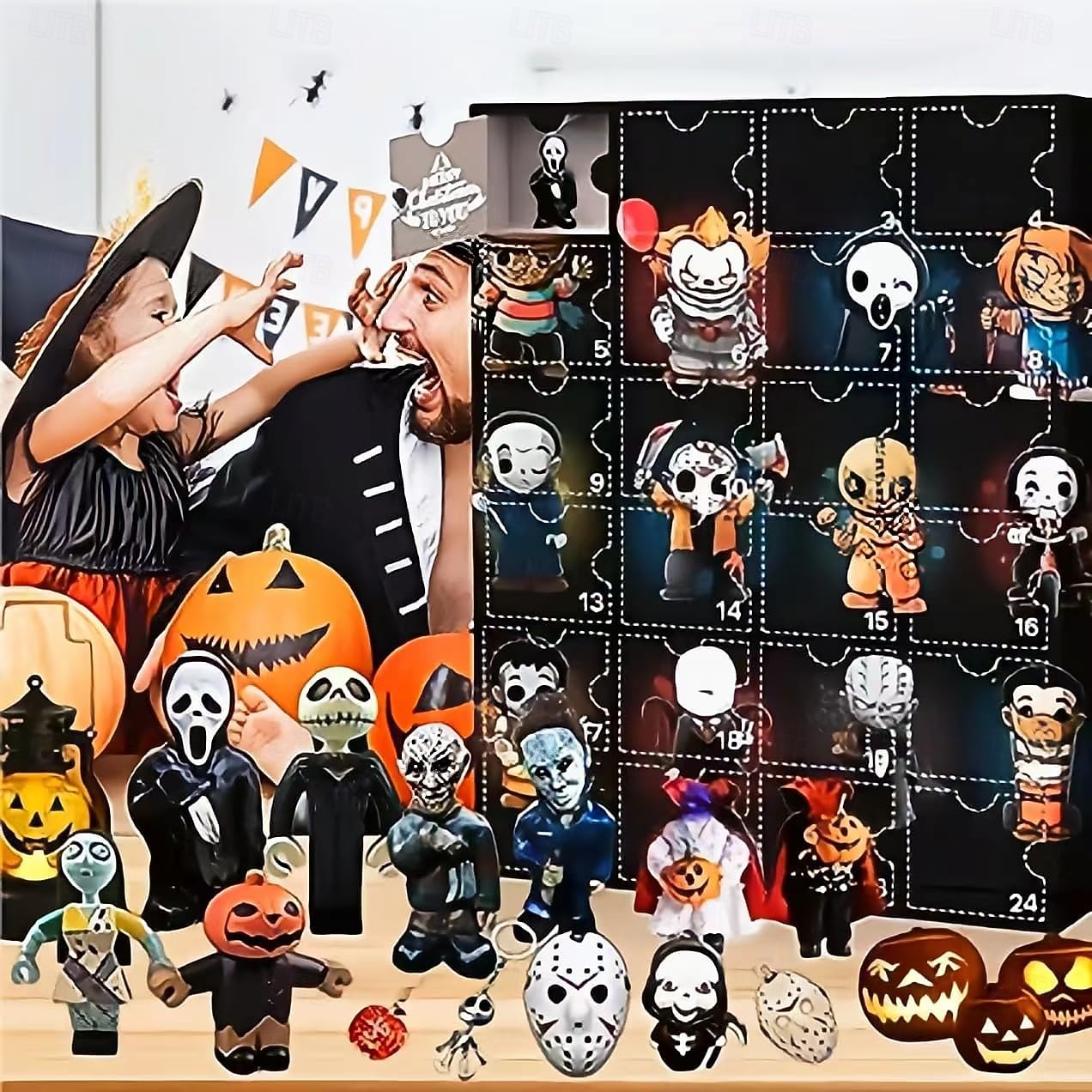 Halloween-Horrorfilm-Adventskalender 2025 enthält 24 Weihnachtsgeschenke, Weihnachts-Horrorfiguren-Countdown-Kalender mit Überraschungsspielzeug, Sammelfiguren-Geschenke für Kinder 2025 - $23.99 –P6
