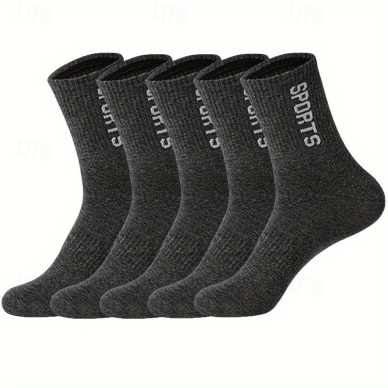 Hombre 5 pares Paquetes múltiples Calcetín Calcetines para correr Calcetines informales Negro Blanco Color Letra Deporte Diario Vacaciones Básico Medio Primavera Otoño Moda Casual 2025 - $11.49 –P5