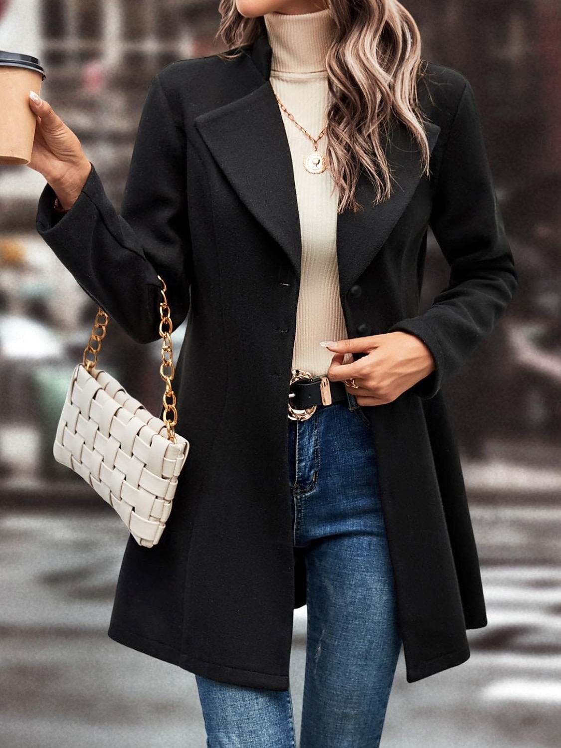 Dam Vinterkappa Fritids- Helgdag Dagliga kläder Höst Vinter Normal Täcka Normal Stylish Ledigt Jacka Långärmad Ensfärgat Pälskrage Svart Gul Grå 2025 - $47.99 –P3
