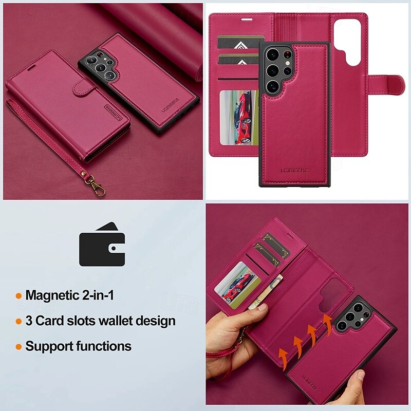 Phone Case For Samsung Galaxy S24 Ultra Plus S23 Ultra Plus S22 Plus  Ultra S21 FE A55 A35 A25 A15 5G A54 A34 A14 S20 FE S25 Ultra Back Cover Wallet Case with Stand Holder Detachable with Wrist Strap 2025 - $21.99 –P5