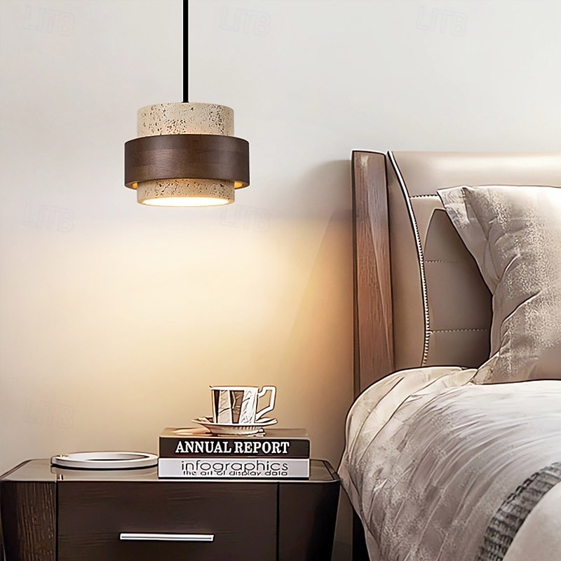led hanglamp warm wit 1/2/3/4-lichts postmodernisme creatief hout steen slaapkamer nachtkastje licht e27 restaurant tv achtergrond muur hanglamp armaturen 85-265v 2026 - $129.99 –P10