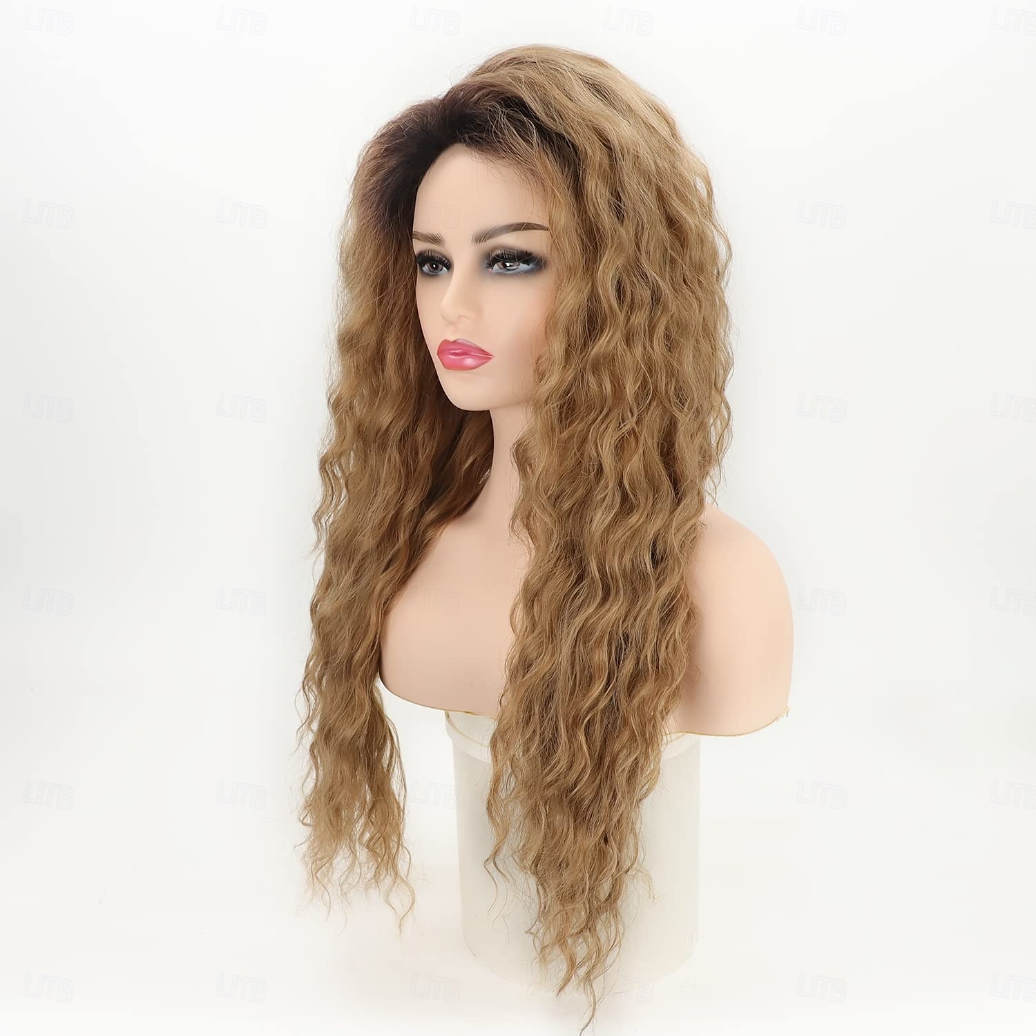 perruque longue bouclée ondulée pour femme marron avec reflets perruque bouclée cheveux ondulés lâches perruque synthétique sans colle résistante à la chaleur pour une utilisation quotidienne en de 2025 ? $20.99 –P6