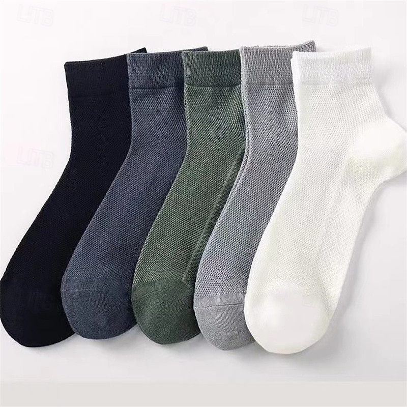 Herr 5 par Multipack Socka Löparstrumpor Vardagliga strumpor Svart Vit Färg Slät Sport & Utomhus Dagligen Semester Grundläggande Medium Vår Höst Mode Ledigt 2025 - $3.99 –P5