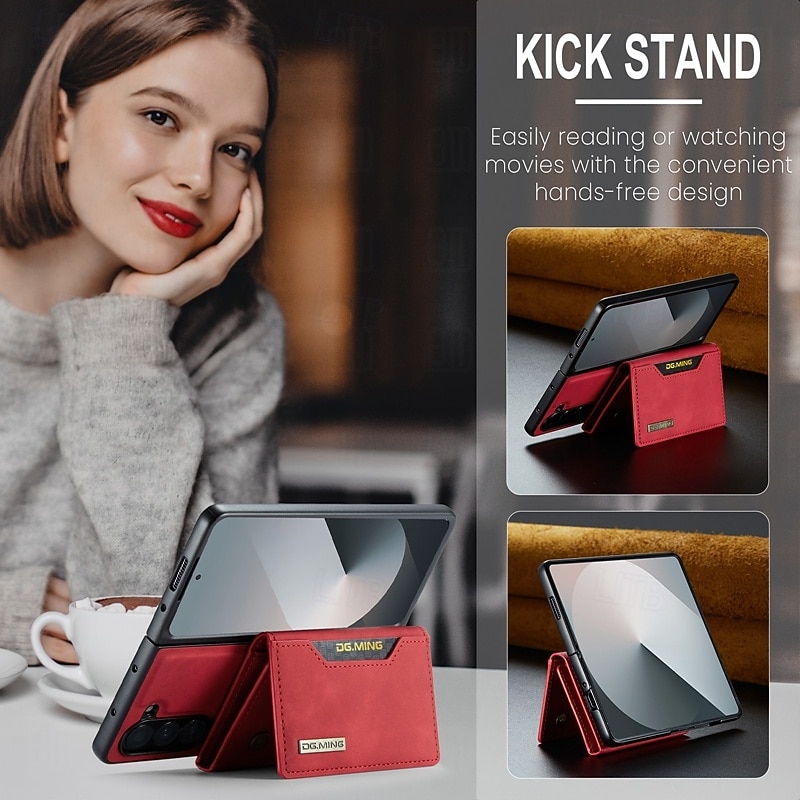 Phone Case For Samsung Galaxy Z Fold 7 Z Fold 6 Z Fold 5 Z Fold 4 Z Fold 3 Back Cover with Stand Holder Detachable Magnetic Retro TPU PC PU Leather 2026 - $21.99 –P4