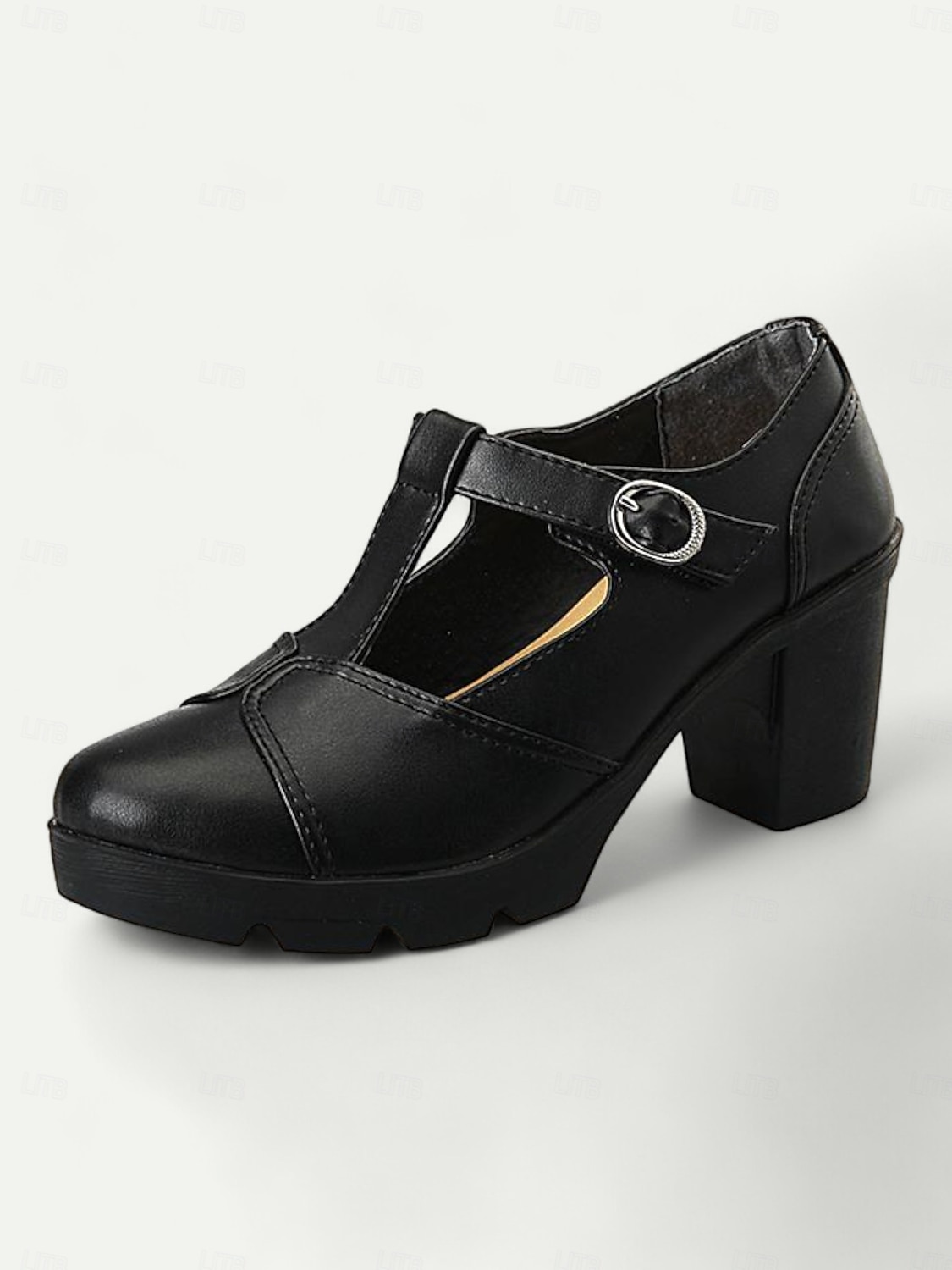 női kék mary jane vaskos sarkú cipő - retro t-pántos dizájn irodai és hétköznapi viselethez 2025 - $54.99 –P5