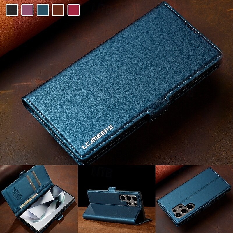 Phone Case For Samsung Galaxy S24 S23 S22 S21 Ultra Plus A55 A35 A25 A15 5G A54 A34 A14 A53 A52 S20 FE S25 Ultra Back Cover Wallet Case with Stand Holder Magnetic Card Slot Retro TPU PU Leather 2025 - $18.99 –P1