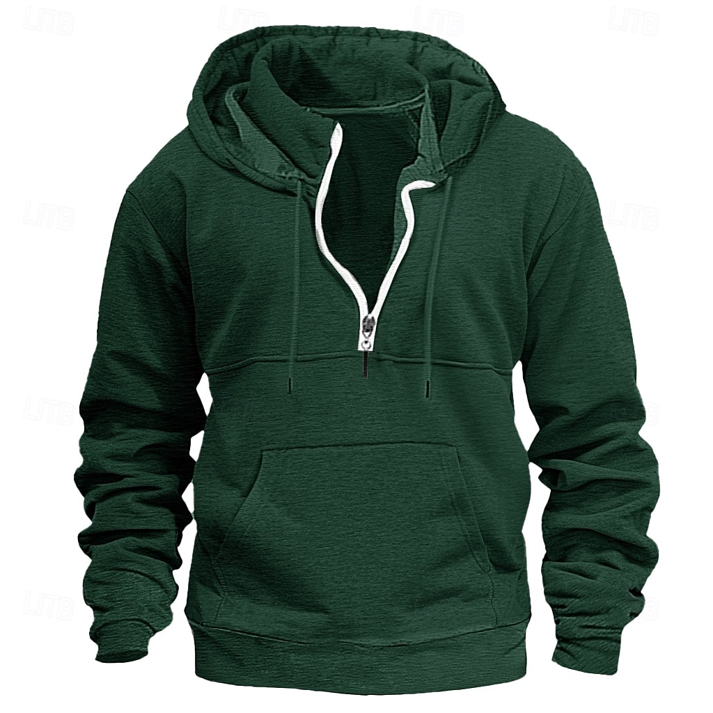 Per uomo Felpa con cappuccio Felpa con cappuccio e cerniera a un quarto Felpa con cappuccio tattica Compatto Nero Vino Blu marino Verde scuro Cachi Con cappuccio Liscio Sportivo Giornaliero Per eventi del 2025 a $27.99 –P12