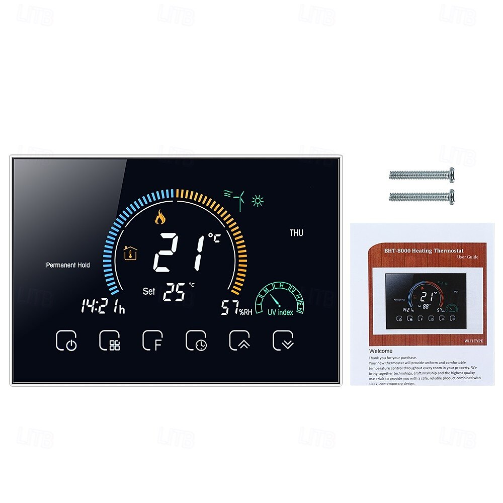 Termostato programable para controlar el calentamiento de agua, hogar inteligente, pantalla LCD negativa, termostato de ambiente redondo con wifi 2025 - $103.99 –P9