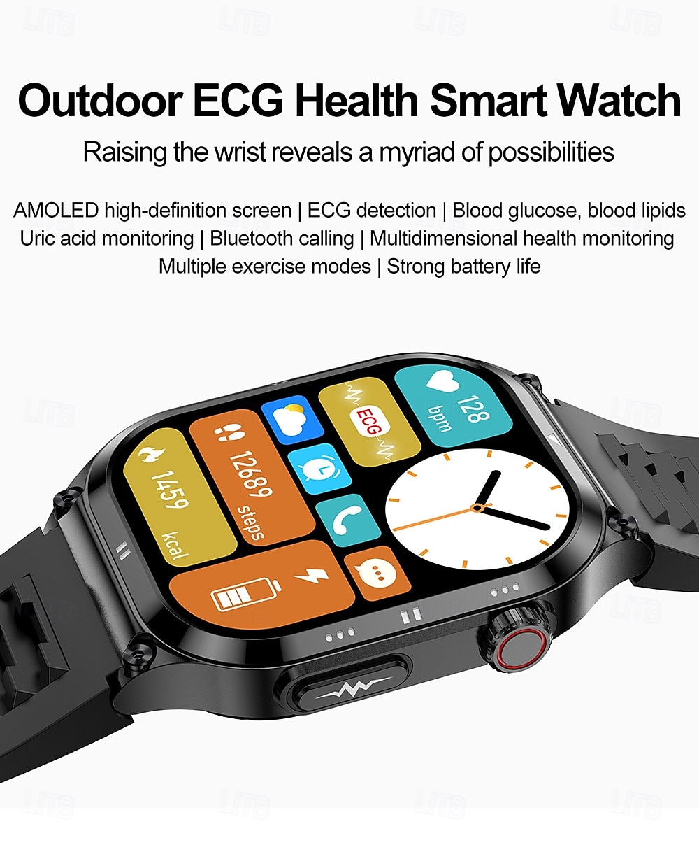 iMosi ET281 Smart Watch 2.04 inch Smartwatch Fitness Running Watch Bluetooth ECG+PPG Temperature Monitoring Pedometer Compatible with Android iOS Women Men Long Standby Hands-Free Calls Waterproof 2025 - $75.99 –P1