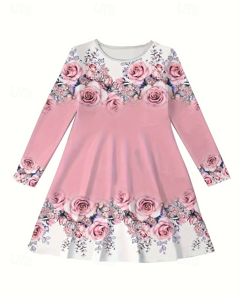 Easter Girls' 3D Floral Graphic Dress Long Sleeve Summer Spring Vacation Daily Holiday Princess Beautiful Sweet Kids 4-12 Years Casual Dress A Line Dress Knee-length Regular Fit 2026 - $16.99 –P8