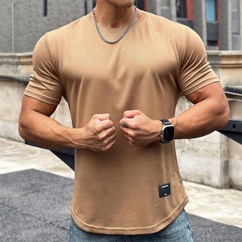 Homens Camiseta de Corrida Manga Curta Camiseta Casual Roupa Esportiva Respirável Secagem Rápida Macio Treino de Ginástica Corrida Caminhada Roupa de esporte Roupas Esportivas Cor Sólida Cinzento de 2025 por $10.39 –P3