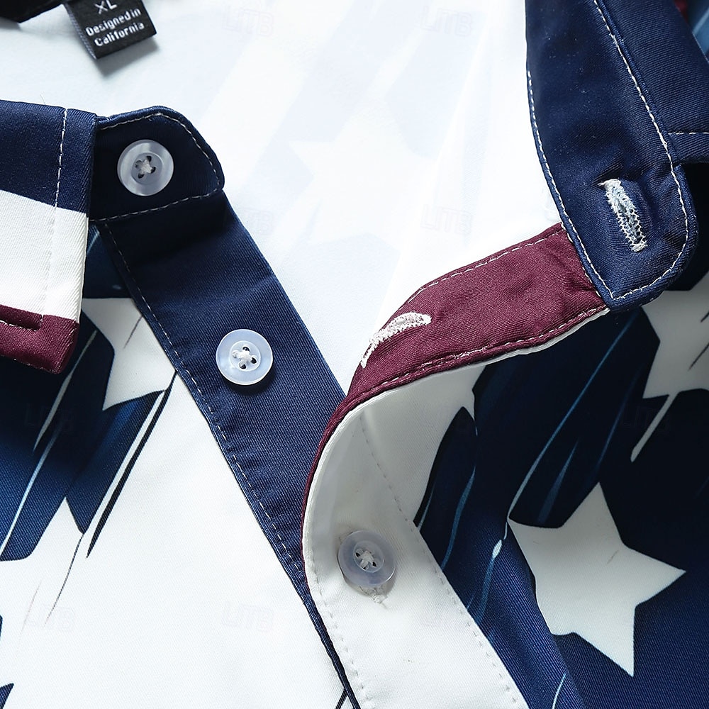 Polos vétérans drapeau américain pour hommes ouku, chemises de golf, polos à manches courtes, chemises à col, vêtements de ville décontractés, vêtements de vacances, tenues de fête, boutons, impression 3D, blanc et bleu, noir et blanc de 2025 ? $22.99 –P4