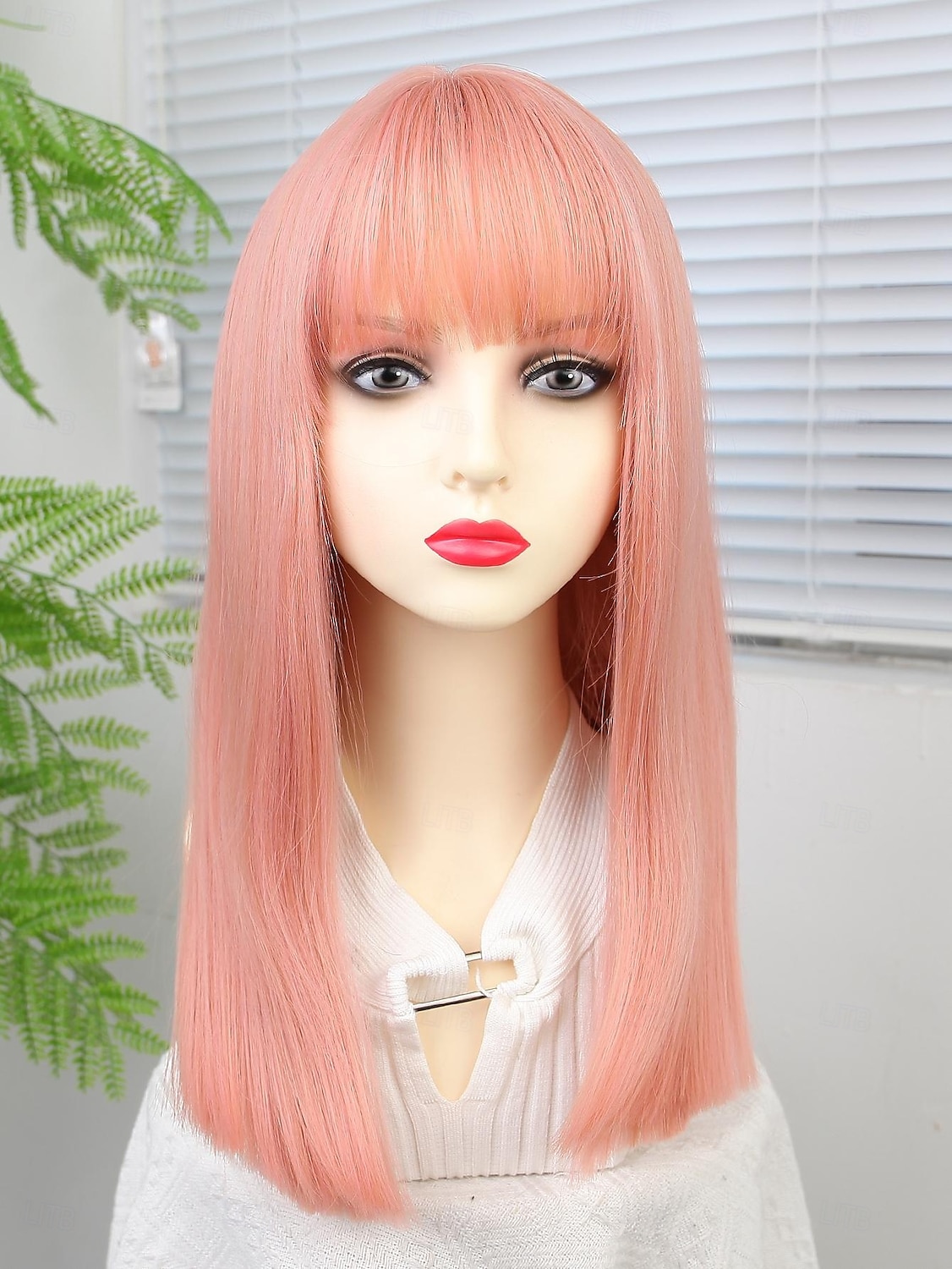 Synthetische pruiken Recht Strakke pony Pruik 40.6 cm Roze + Rood Synthetisch haar Dames Roze 2025 - $18.99 –P3